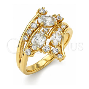 Anillo Multi Piedra 01.221.0006.08 Oro Laminado, con Blanca Zirconia Cubica, Pulido, Tono Dorado (Size 8)