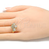 Anillo Multi Piedra 01.221.0007.08 Oro Laminado, Diseño de Gota, con Blanca Zirconia Cubica, Pulido, Tono Dorado (Size 8)