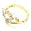 Anillo Multi Piedra 01.221.0007.08 Oro Laminado, Diseño de Gota, con Blanca Zirconia Cubica, Pulido, Tono Dorado (Size 8)