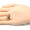 Anillo Multi Piedra 01.221.0007.1.08 Oro Laminado, Diseño de Gota, con Multicolor Zirconia Cubica, Pulido, Tono Dorado (Size 8)