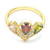 Anillo Multi Piedra 01.221.0007.1.08 Oro Laminado, Diseño de Gota, con Multicolor Zirconia Cubica, Pulido, Tono Dorado (Size 8)