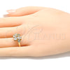 Anillo Multi Piedra 01.221.0010.06 Oro Laminado, Diseño de Gota, con Blanca Zirconia Cubica, Pulido, Tono Dorado (Size 6)
