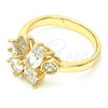Anillo Multi Piedra 01.221.0010.06 Oro Laminado, Diseño de Gota, con Blanca Zirconia Cubica, Pulido, Tono Dorado (Size 6)