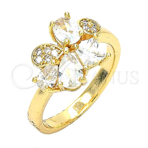 Anillo Multi Piedra 01.221.0010.06 Oro Laminado, Diseño de Gota, con Blanca Zirconia Cubica, Pulido, Tono Dorado (Size 6)