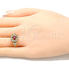 Anillo Multi Piedra 01.221.0013.07 Oro Laminado, con Granate and Blanca Zirconia Cubica, Pulido, Tono Dorado (Size 7)