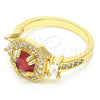Anillo Multi Piedra 01.221.0013.07 Oro Laminado, con Granate and Blanca Zirconia Cubica, Pulido, Tono Dorado (Size 7)