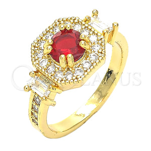 Anillo Multi Piedra 01.221.0013.07 Oro Laminado, con Granate and Blanca Zirconia Cubica, Pulido, Tono Dorado (Size 7)