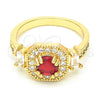 Anillo Multi Piedra 01.221.0013.08 Oro Laminado, con Granate and Blanca Zirconia Cubica, Pulido, Tono Dorado (Size 8)