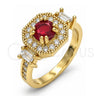 Anillo Multi Piedra 01.221.0013.08 Oro Laminado, con Granate and Blanca Zirconia Cubica, Pulido, Tono Dorado (Size 8)