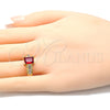 Anillo Multi Piedra 01.221.0014.2.08 Oro Laminado, con Granate and Blanca Zirconia Cubica, Pulido, Tono Dorado (Size 8)