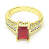 Anillo Multi Piedra 01.221.0014.2.08 Oro Laminado, con Granate and Blanca Zirconia Cubica, Pulido, Tono Dorado (Size 8)