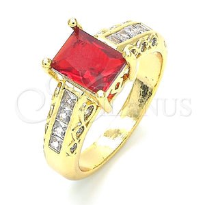 Anillo Multi Piedra 01.221.0014.2.08 Oro Laminado, con Granate and Blanca Zirconia Cubica, Pulido, Tono Dorado (Size 8)