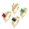 Anillo Multi Piedra 01.221.0014.2.08 Oro Laminado, con Granate and Blanca Zirconia Cubica, Pulido, Tono Dorado (Size 8)