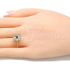 Anillo Multi Piedra 01.221.0015.2.07 Oro Laminado, con Negro and Blanca Zirconia Cubica, Pulido, Tono Dorado (Size 7)