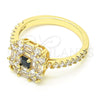 Anillo Multi Piedra 01.221.0015.2.08 Oro Laminado, Diseño de Baguette, con Negro and Blanca Zirconia Cubica, Pulido, Tono Dorado (Size 8)