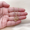 Collares con Dije 04.342.0002.18 Oro Laminado, Diseño de Corazón y Mama, con Blanca Zirconia Cubica, Pulido, Tono Dorado (02 MM Thickness, 18 Inches Length)