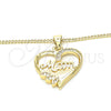 Collares con Dije 04.342.0002.18 Oro Laminado, Diseño de Corazón y Mama, con Blanca Zirconia Cubica, Pulido, Tono Dorado (02 MM Thickness, 18 Inches Length)