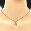 Juego de Arete y Dije de Adulto 10.199.0152 Oro Laminado, Diseño de Libélula, con Blanca Zirconia Cubica and Blanca Micro Pave, Pulido, Tono Dorado
