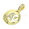 Dije Elegante 05.341.0001 Oro Laminado, Diseño de Iniciales, con Zirconia Cubica Blanca, Pulido, Tono Dorado