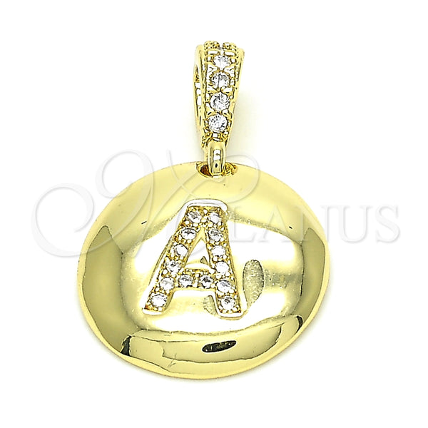Dije Elegante 05.341.0001 Oro Laminado, Diseño de Iniciales, con Zirconia Cubica Blanca, Pulido, Tono Dorado