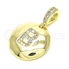 Dije Elegante 05.341.0002 Oro Laminado, Diseño de Iniciales, con Blanca Zirconia Cubica, Pulido, Tono Dorado