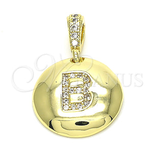 Dije Elegante 05.341.0002 Oro Laminado, Diseño de Iniciales, con Blanca Zirconia Cubica, Pulido, Tono Dorado