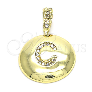 Dije Elegante 05.341.0003 Oro Laminado, Diseño de Iniciales, con Blanca Zirconia Cubica, Pulido, Tono Dorado