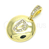 Dije Elegante 05.341.0004 Oro Laminado, Diseño de Iniciales, con Blanca Zirconia Cubica, Pulido, Tono Dorado