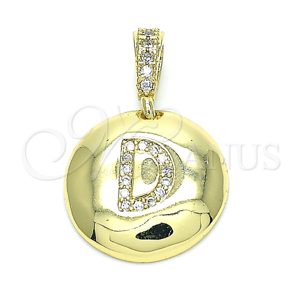 Dije Elegante 05.341.0004 Oro Laminado, Diseño de Iniciales, con Blanca Zirconia Cubica, Pulido, Tono Dorado