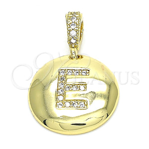 Dije Elegante 05.341.0005 Oro Laminado, Diseño de Iniciales, con Blanca Zirconia Cubica, Pulido, Tono Dorado