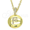 Dije Elegante 05.341.0006 Oro Laminado, Diseño de Iniciales, con Blanca Zirconia Cubica, Pulido, Tono Dorado