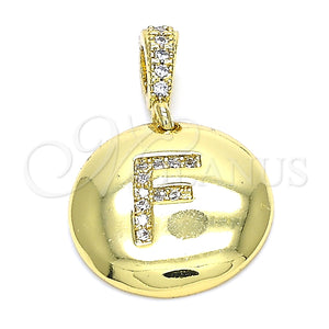 Dije Elegante 05.341.0006 Oro Laminado, Diseño de Iniciales, con Blanca Zirconia Cubica, Pulido, Tono Dorado