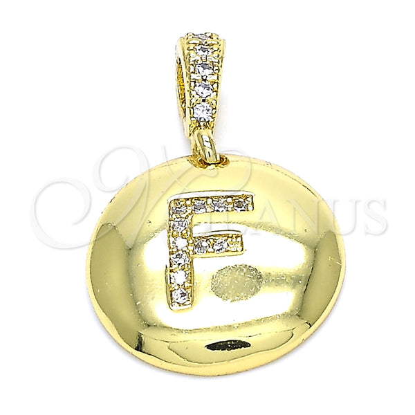 Dije Elegante 05.341.0006 Oro Laminado, Diseño de Iniciales, con Blanca Zirconia Cubica, Pulido, Tono Dorado