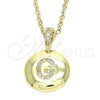 Dije Elegante 05.341.0007 Oro Laminado, Diseño de Iniciales, con Blanca Zirconia Cubica, Pulido, Tono Dorado