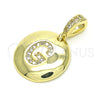 Dije Elegante 05.341.0007 Oro Laminado, Diseño de Iniciales, con Blanca Zirconia Cubica, Pulido, Tono Dorado