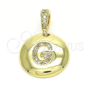 Dije Elegante 05.341.0007 Oro Laminado, Diseño de Iniciales, con Blanca Zirconia Cubica, Pulido, Tono Dorado