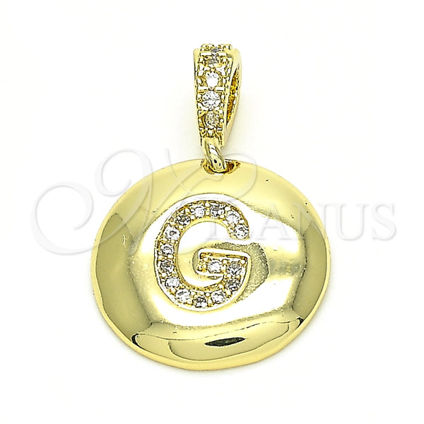 Dije Elegante 05.341.0007 Oro Laminado, Diseño de Iniciales, con Blanca Zirconia Cubica, Pulido, Tono Dorado