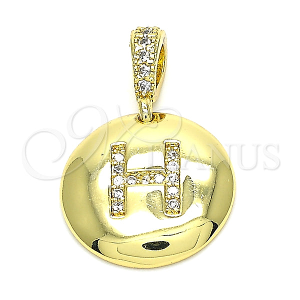 Dije Elegante 05.341.0008 Oro Laminado, Diseño de Iniciales, con Blanca Zirconia Cubica, Pulido, Tono Dorado