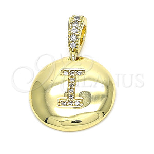 Dije Elegante 05.341.0009 Oro Laminado, Diseño de Iniciales, con Blanca Zirconia Cubica, Pulido, Tono Dorado
