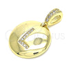 Dije Elegante 05.341.0010 Oro Laminado, Diseño de Iniciales, con Blanca Zirconia Cubica, Pulido, Tono Dorado