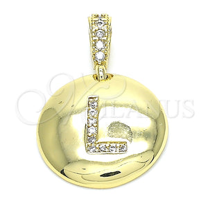 Dije Elegante 05.341.0010 Oro Laminado, Diseño de Iniciales, con Blanca Zirconia Cubica, Pulido, Tono Dorado