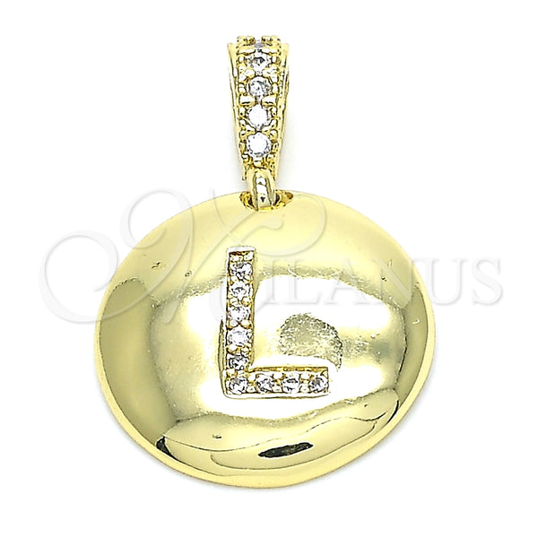 Dije Elegante 05.341.0010 Oro Laminado, Diseño de Iniciales, con Blanca Zirconia Cubica, Pulido, Tono Dorado