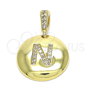 Dije Elegante 05.341.0011 Oro Laminado, Diseño de Iniciales, con Blanca Zirconia Cubica, Pulido, Tono Dorado