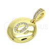 Dije Elegante 05.341.0012 Oro Laminado, Diseño de Iniciales, con Blanca Zirconia Cubica, Pulido, Tono Dorado