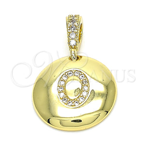 Dije Elegante 05.341.0012 Oro Laminado, Diseño de Iniciales, con Blanca Zirconia Cubica, Pulido, Tono Dorado