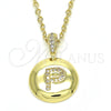 Dije Elegante 05.341.0013 Oro Laminado, Diseño de Iniciales, con Blanca Zirconia Cubica, Pulido, Tono Dorado
