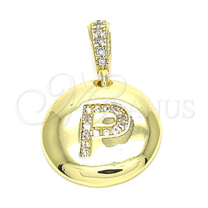 Dije Elegante 05.341.0013 Oro Laminado, Diseño de Iniciales, con Blanca Zirconia Cubica, Pulido, Tono Dorado