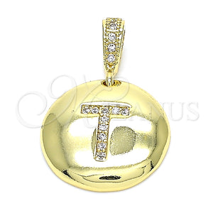 Dije Elegante 05.341.0014 Oro Laminado, Diseño de Iniciales, con Blanca Zirconia Cubica, Pulido, Tono Dorado