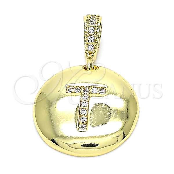 Dije Elegante 05.341.0014 Oro Laminado, Diseño de Iniciales, con Blanca Zirconia Cubica, Pulido, Tono Dorado