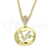 Dije Elegante 05.341.0015 Oro Laminado, Diseño de Iniciales, con Blanca Zirconia Cubica, Pulido, Tono Dorado
